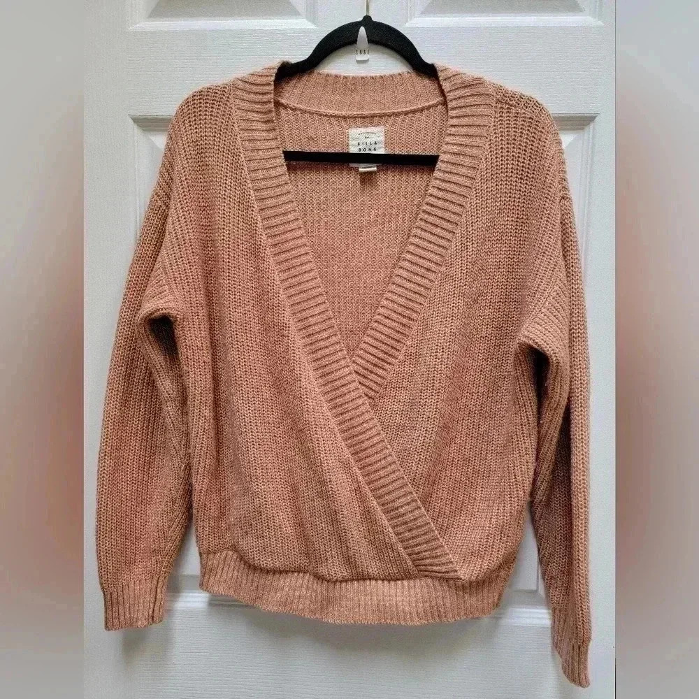 Billabong Women's Bring It Surplice Knit Sweater Size Large